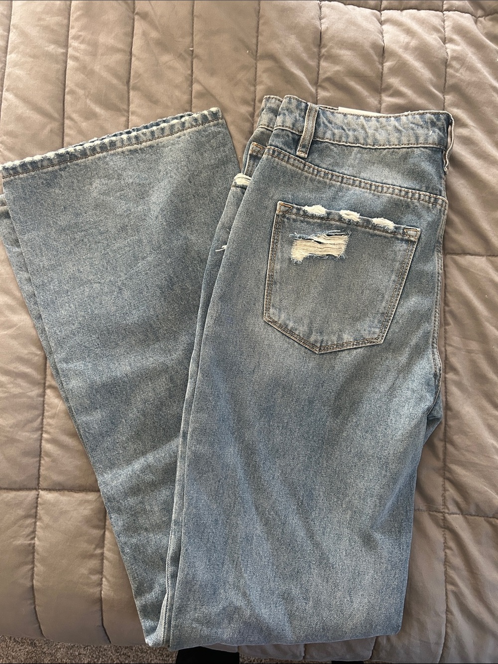 Flying Monkey Light Blue Flare Jeans with Distressed Back Pocket